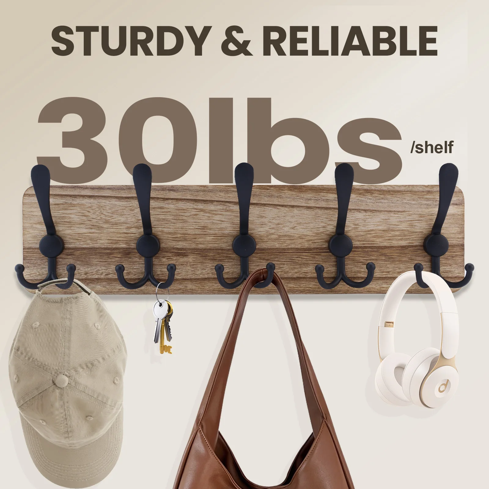 Log Retro-style Coat Hook Solid Wood Coat Hook Behind The Door Coat Hook Wall-mounted Nordic Style Log Coat Hook