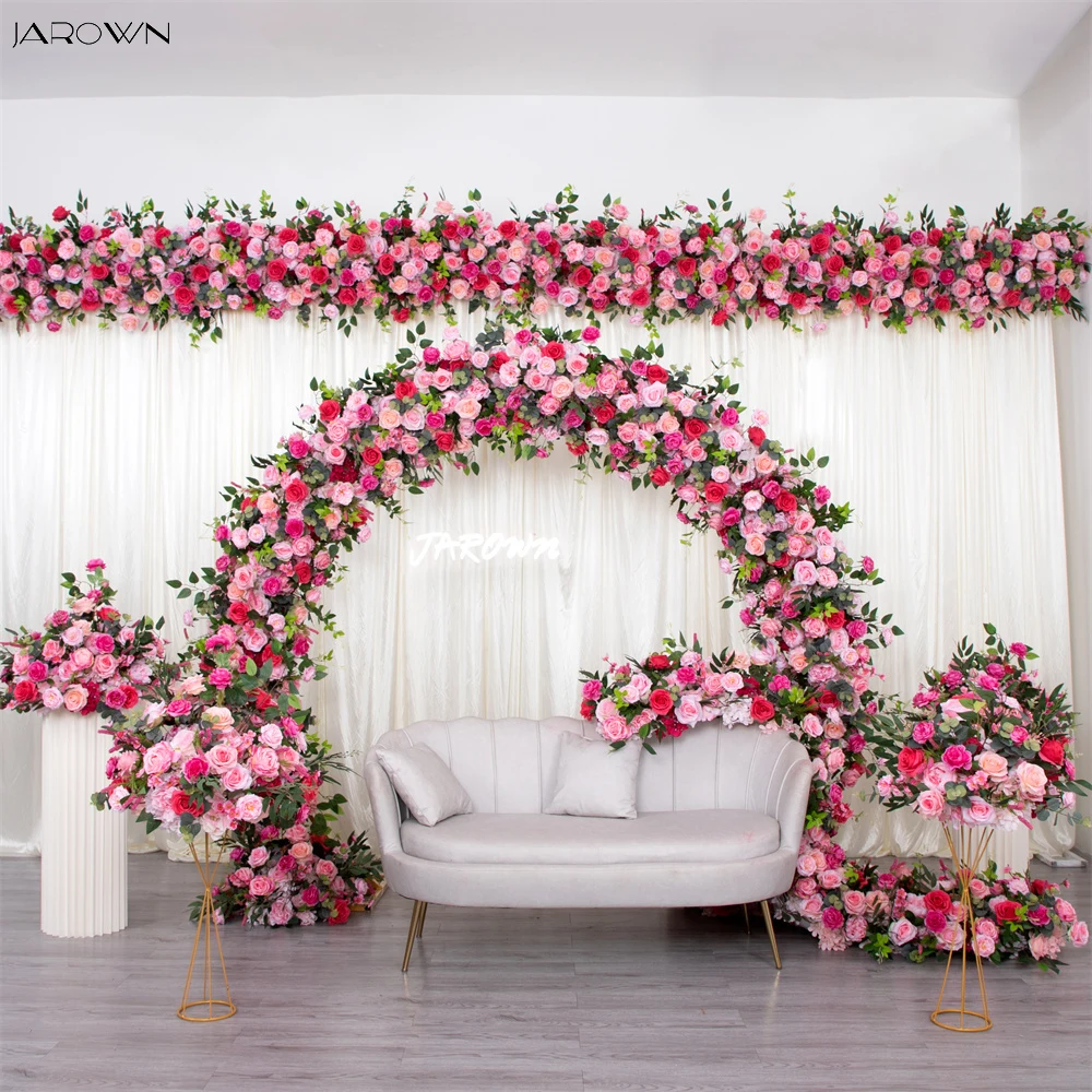 

Luxury Pink Red Rose Greenery Floral Runner for Wedding Backdrop Arch Decor Peony Table Flower Arrangement Stage Decorations