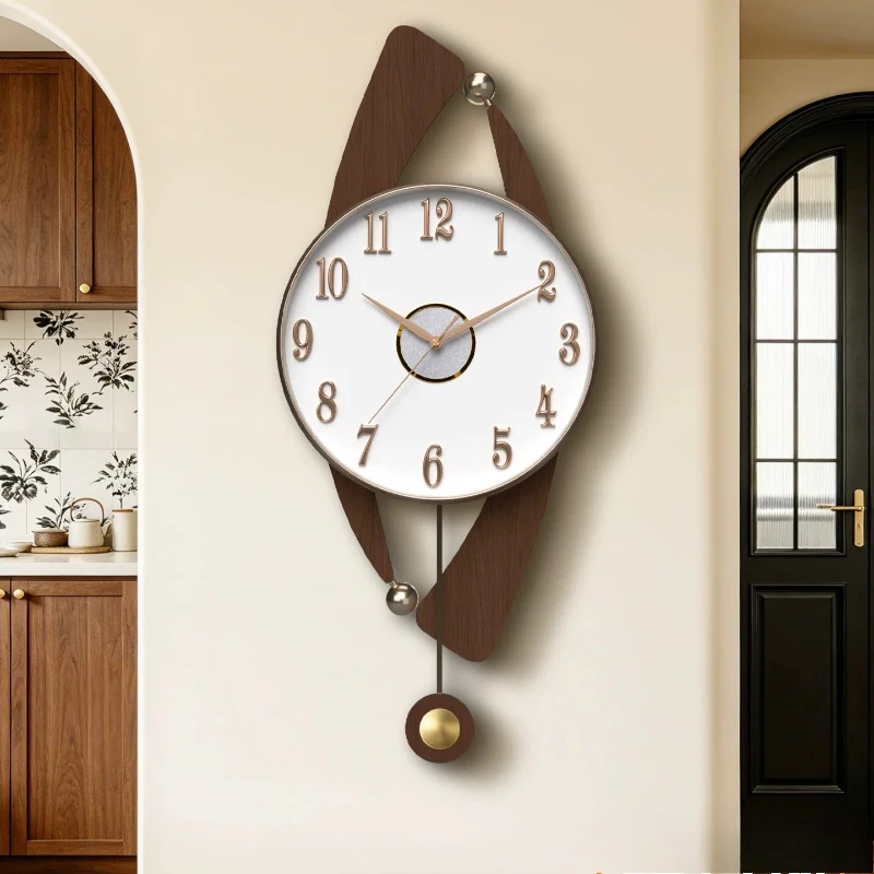 Creative Trend Wooden Sway Wall Clock Fashion Living Room Mute Clocks Restaurant Bedroom Wall Watch Home Decor Gift Quartz Clock