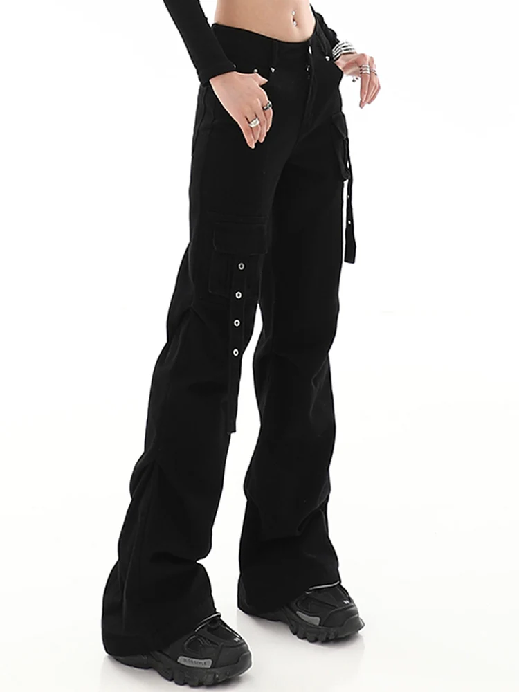 2024Spring New Spicy Girl's High Waist Chic Denim Pants For Women's Black Slimming Versatile Jeans Cotton Work Pants Flare Pants