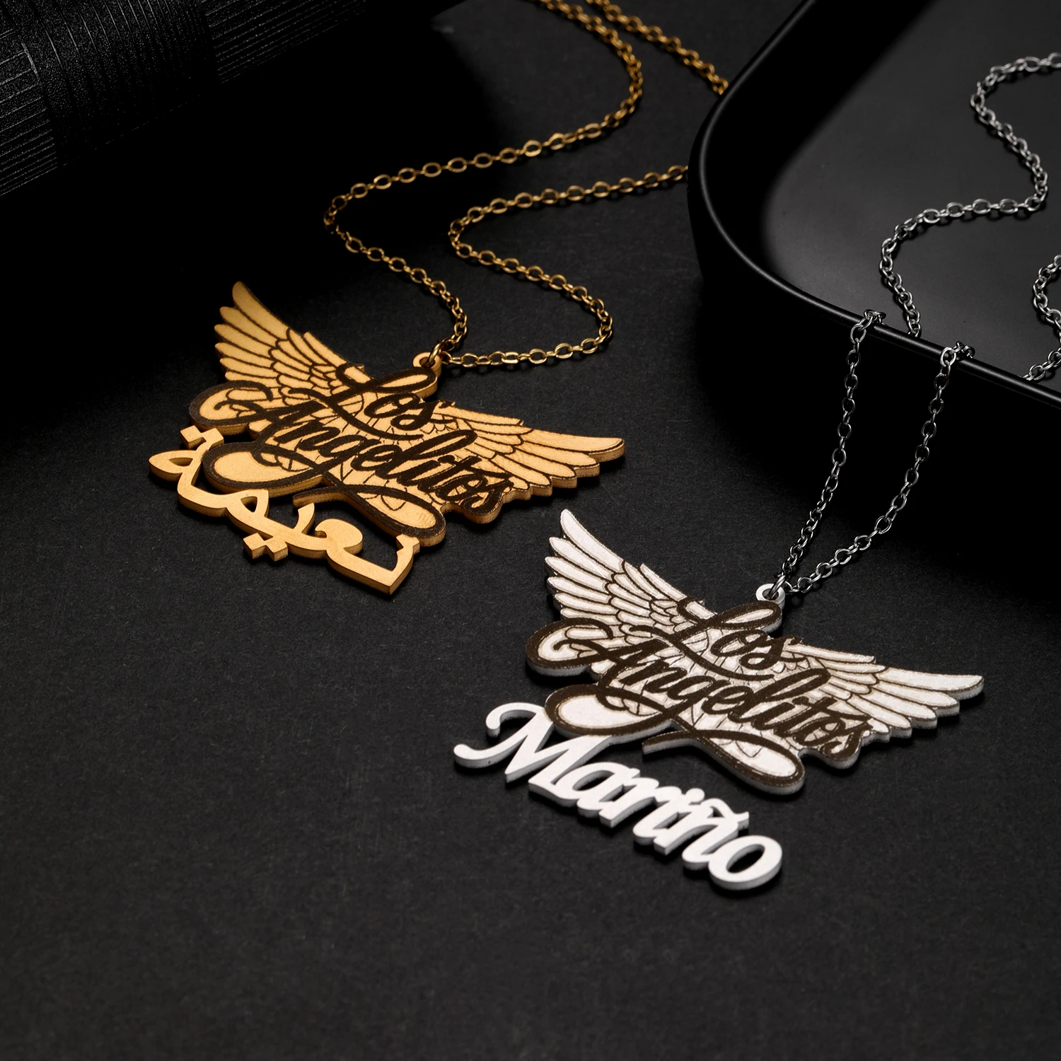 Personalisierte Logo-Anhänger-Halskette mit Gravur, Edelstahl-Halskette mit individuellem Bild, Maßgefertigter Schmuck als Geschenk – Detail 2
