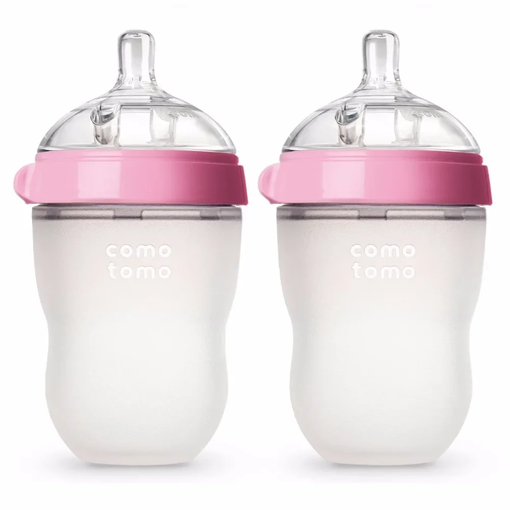 Silicone bebes Bottle Green/Pink 5 oz and 8 oz Baby Bottle 2 Pack BPA free Feeding bottle children kids drink milk mamadeiras