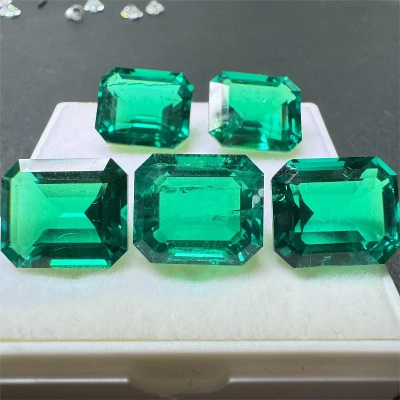 Lab Grown Emeralds Hydrothermal Emerald 12x14mm Hand Cutting with Cracks Inclusions Inside Selectable AGL Certificate