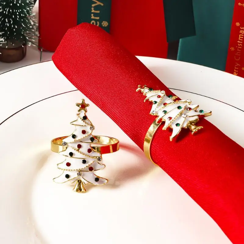 Christmas Tree Napkin Rings White 1Pcs Lightweight Table Decor for Holiday Gift Travel Camping Dinner Party Use