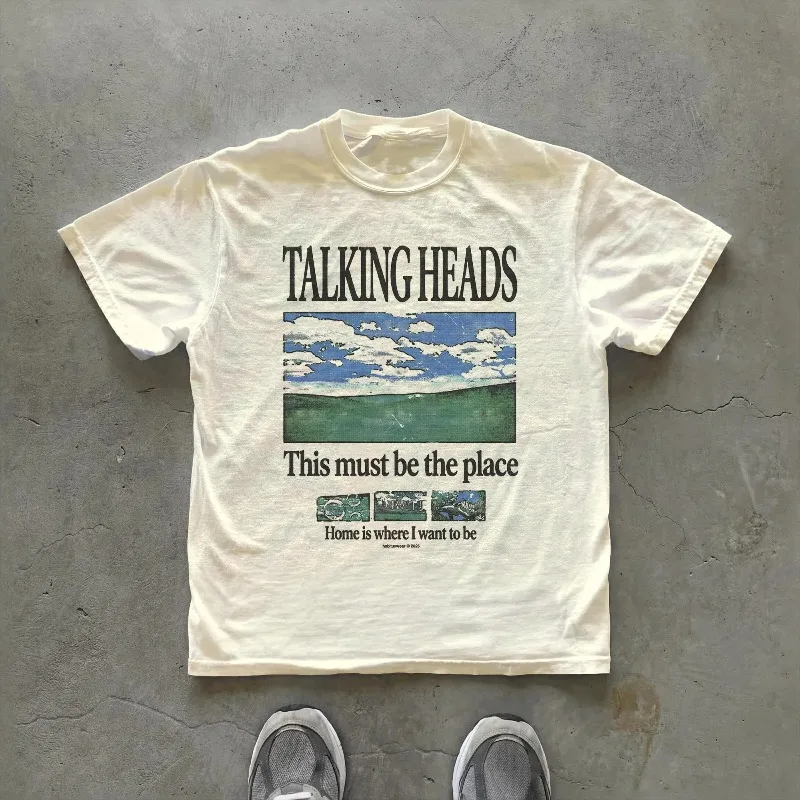 Talking Heads Band Pattern T-shirt | This Must Be The Place Lyrics T-shirt Women's T-shirt Summer New Unisex