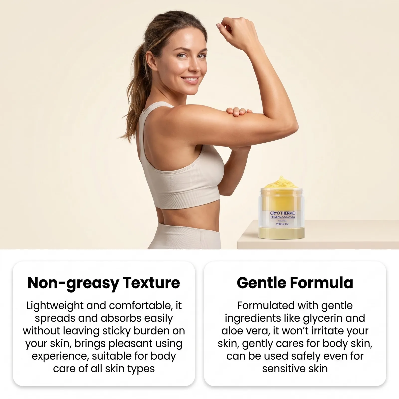 Cryo Thermo Straffendes Gold-Massagegel Hautstraffendes Lifting- und Feuchtigkeitsgel mit Aloe Vera Nano Golden Körperpflege Entgiftungsgel 200g – Detail 5