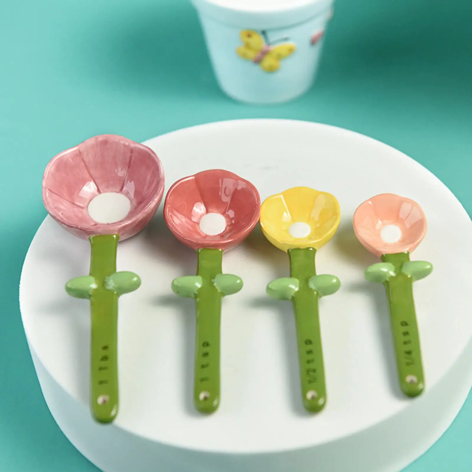 

4x забавные мерные ложки для растений, бытовые с основанием, украшение для рабочего стола, кухня