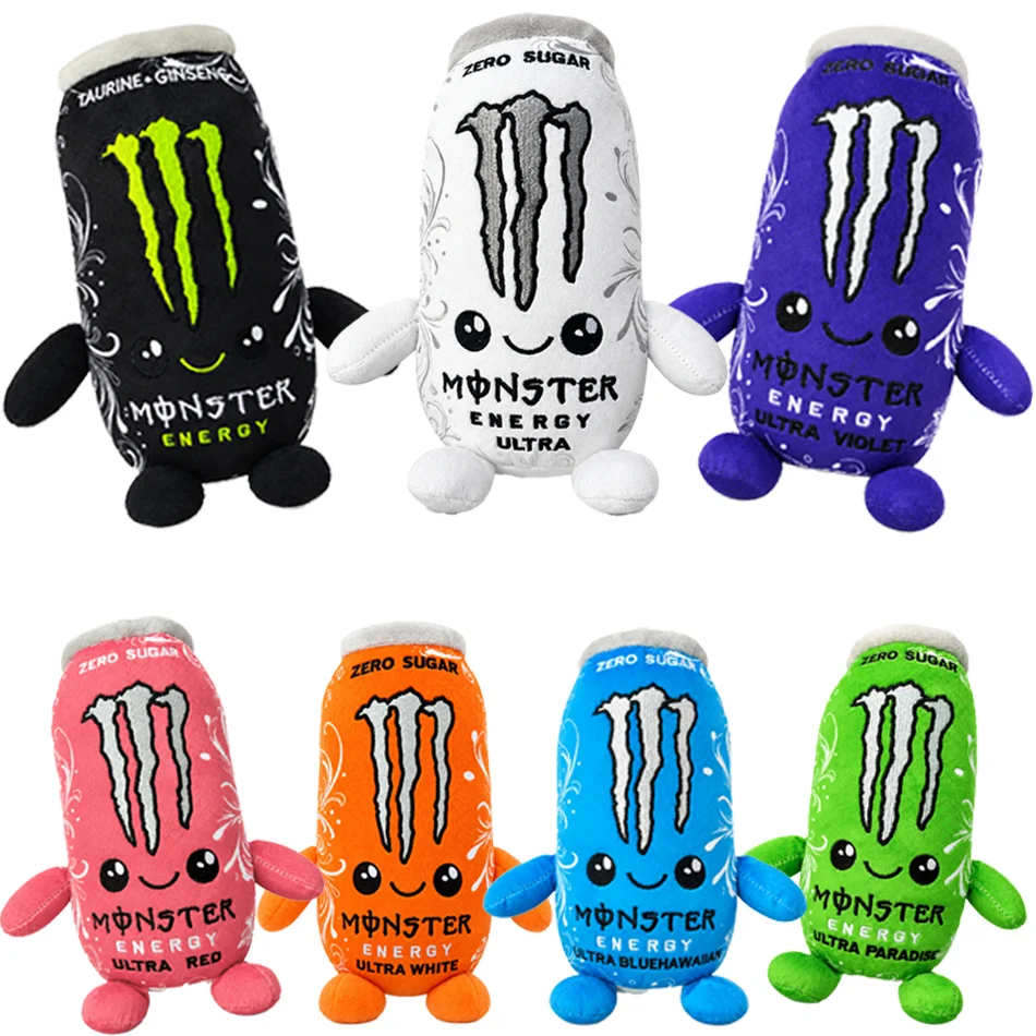 2027 HOT Monster Plush White Energy Drink Plush Toy Simulation Can Stuffed Doll Cute Soft Figure Decor Gift Friend Home Ornament