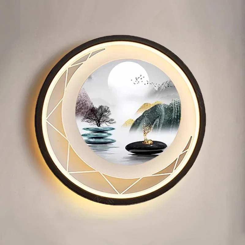 Light Luxury Wall Lamp Bedroom Living Room Background Wall Lamp High-end Chinese Mural Lamp Creative Decoration Bedside Lamp