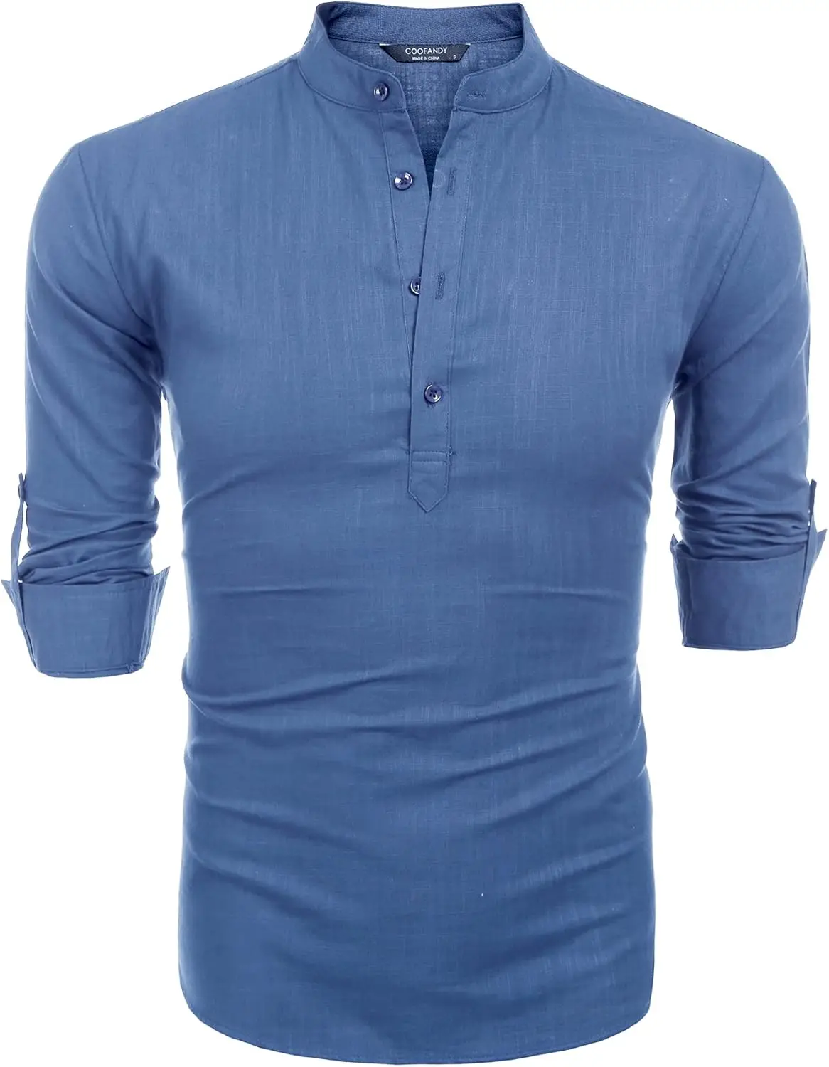 Men's Cotton Linen Henley T-shirts Long Sleeve Hippie Casual Beach T-shirts