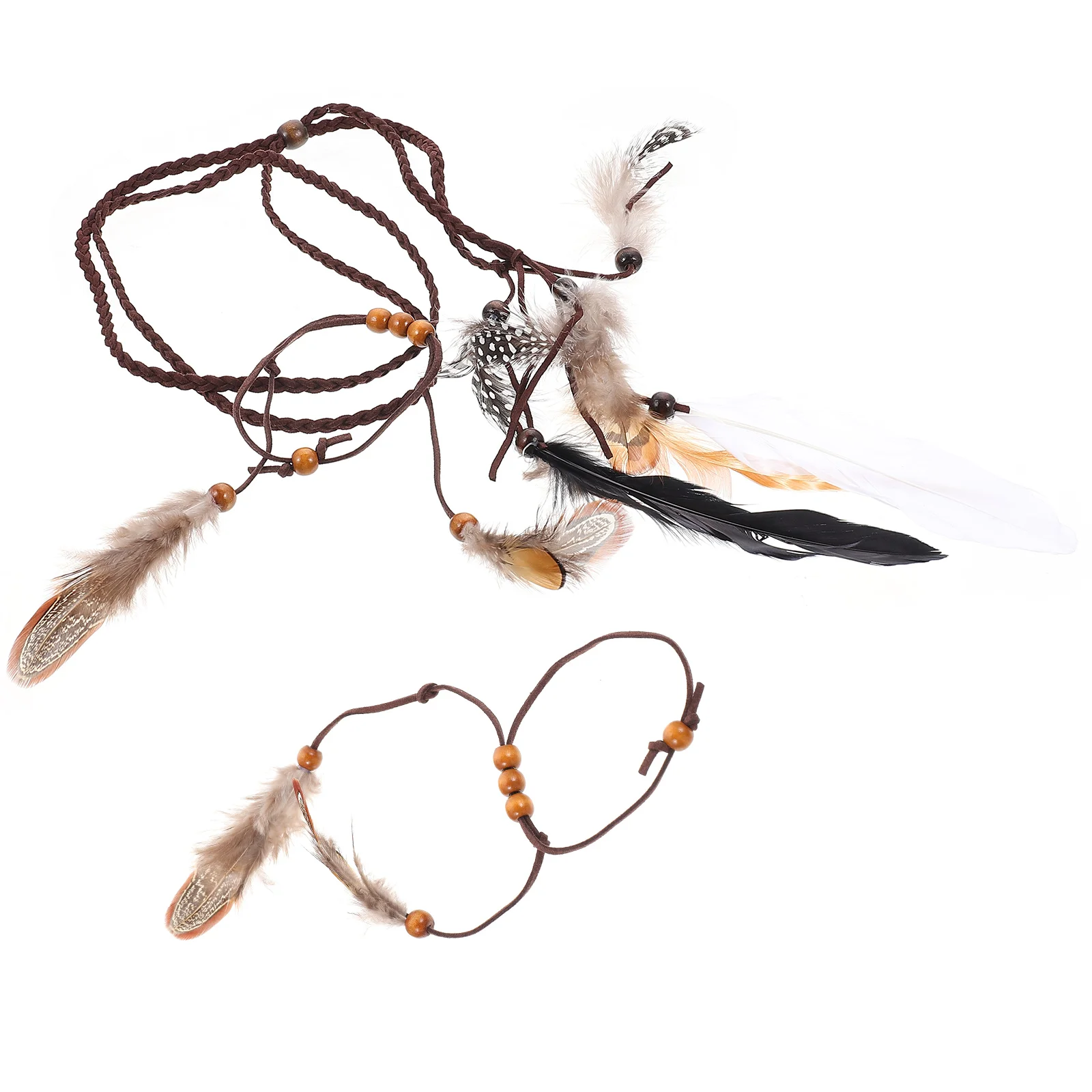 

1 set Hairband Bracelet Set Plume Headbands Hair Accessories Bohemian Style Vintage Costume Photography Party Wedding