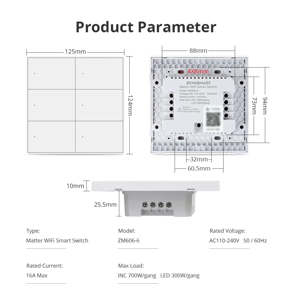 Imagem -06 - Zemismart-interruptor Inteligente de Botão Trabalho dos Eua com Casa Google Home Controle de Aplicativos Smartthings Matter Over Wifi Gangues