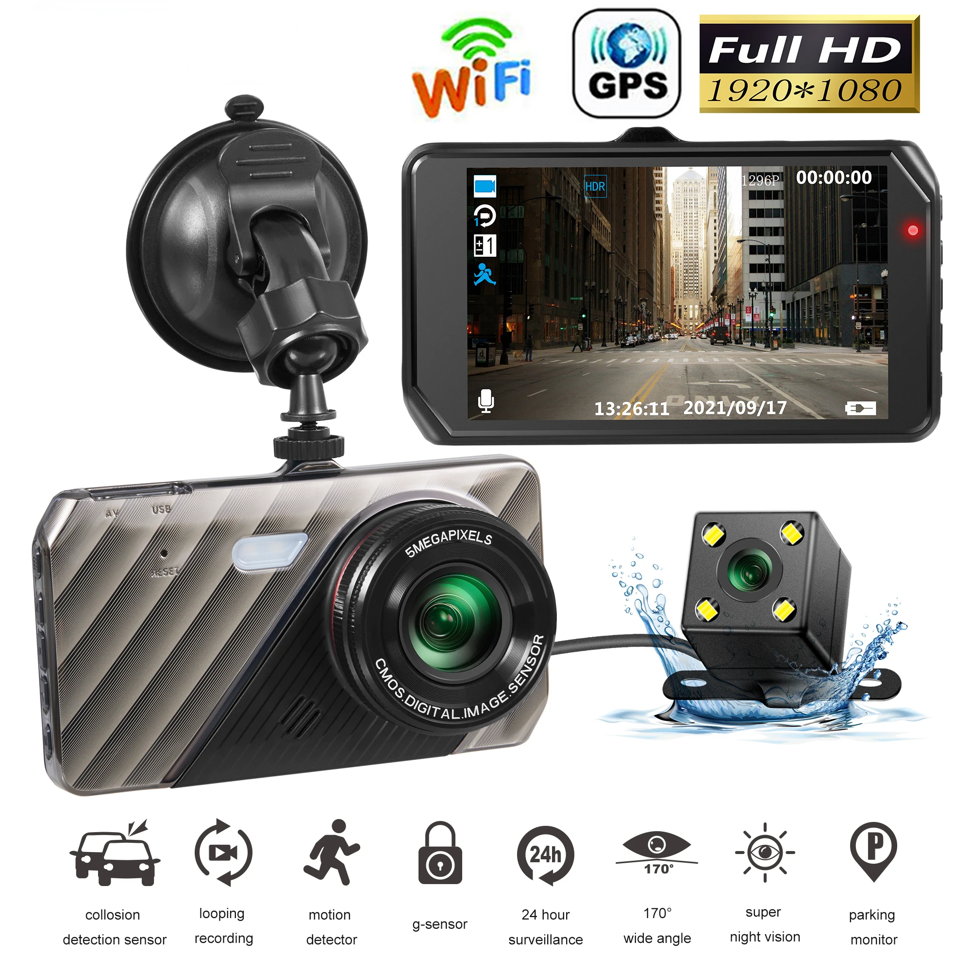 

Автомобильный видеорегистратор WiFi Full HD 1080P, видеорегистратор с камерой заднего вида, Автомобильный видеорегистратор с ночным видением, Автомобильный видеорегистратор, видеорегистратор GPS, автомобильные аксессуары