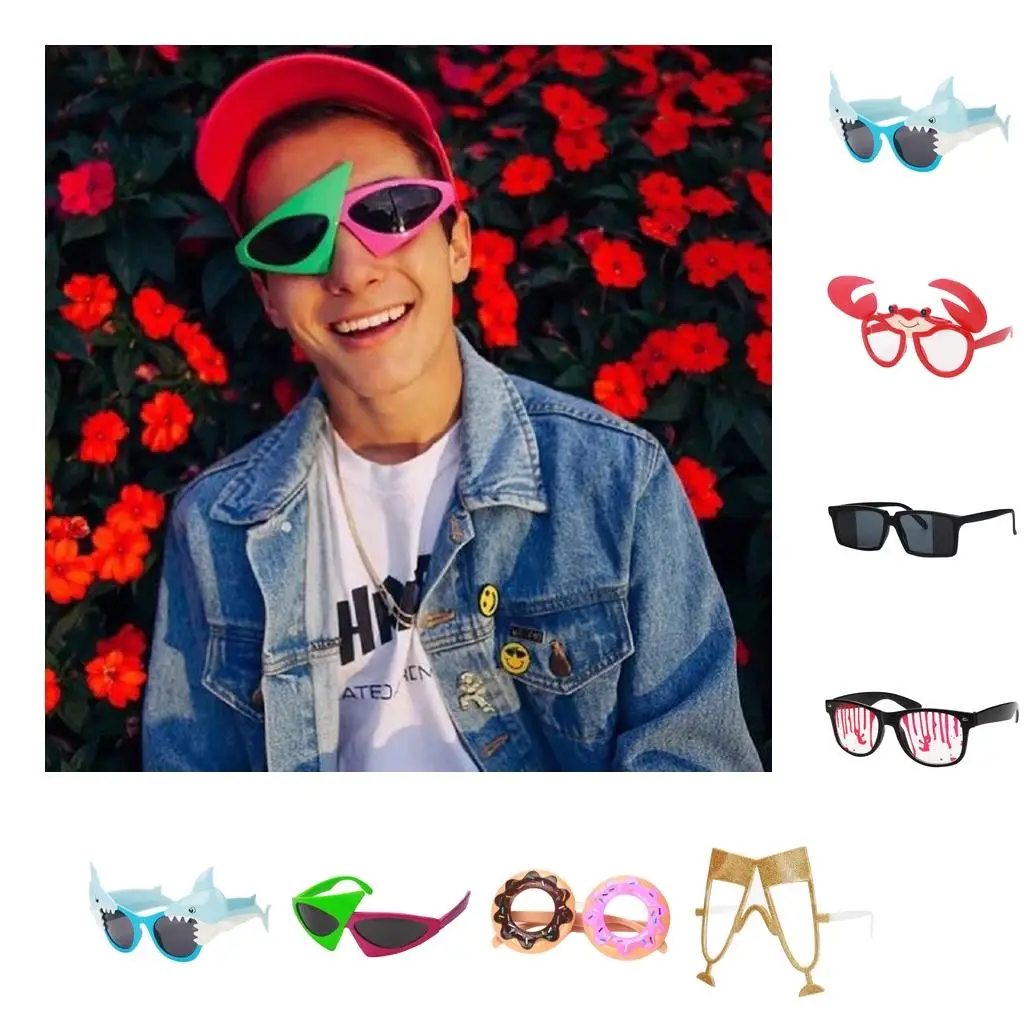 Assorted Novelty Sunglasses Funny Party Glasses Toy Party Tricks for Kids Adults Halloween Fancy Dress Summer Beach Cocktail