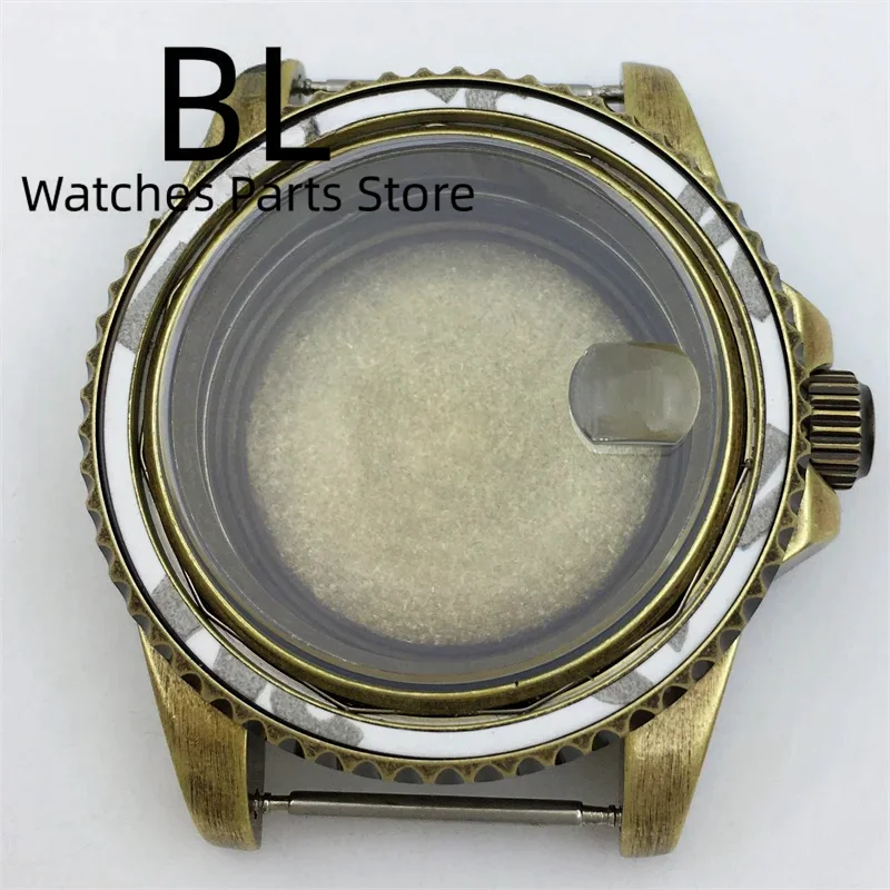 BLIGER 40mm Vintage Brushed Diver Watch Case Bronze Coated Sapphire Glass Waterproof For NH34 NH35 NH36 ETA2824 PT5000 Movement