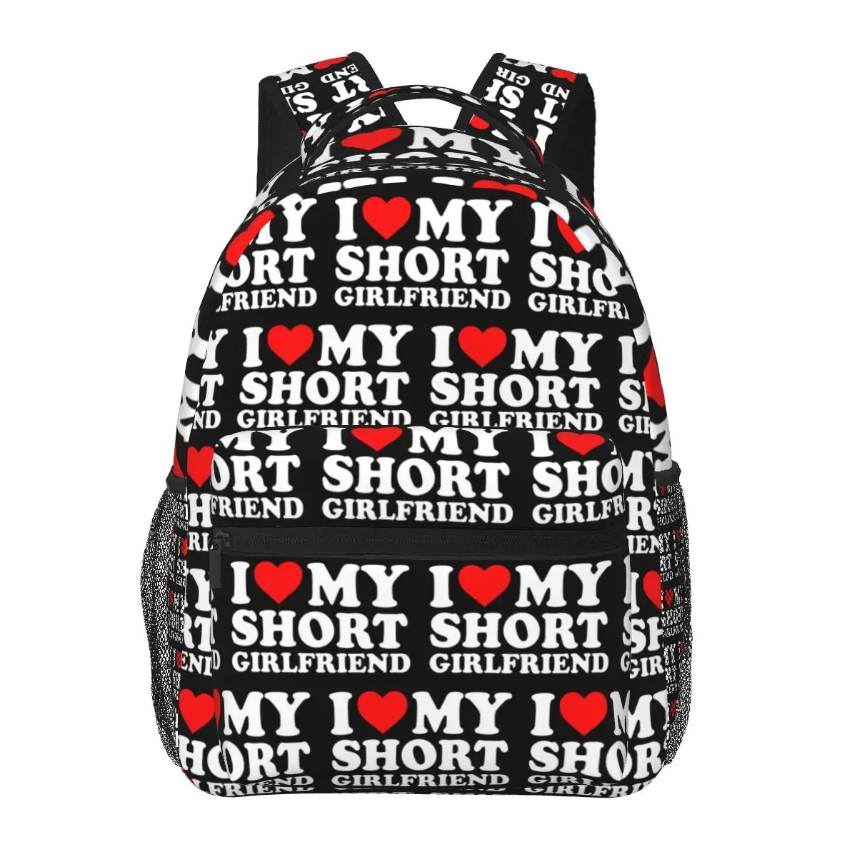 

I Love My Short Girlfriend Backpacks Boys Girls Bookbag Students School Bags Cartoon Travel Rucksack Shoulder Bag Large Capacity