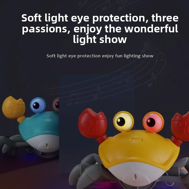Elektrisches Induktions-Krabbenspielzeug für Kinder, wiederaufladbar, leuchtende Musik, Baby-Krabbeln, Fluchtkrabbe mit Lichtern und Ton, perfektes Geschenk