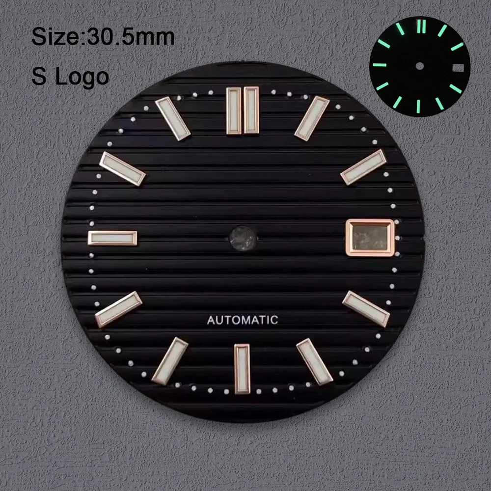 30.5 مللي متر NH35 الطلب S شعار نوتيلوس الهاتفي مناسبة لحركة NH35 قوية C3 الأخضر مضيئة الرجال ساعة اكسسوارات