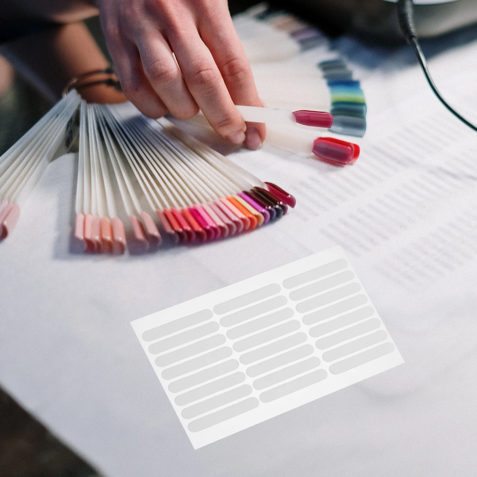 4 Sheets Transparent Crystal Tape Double-Sided Nail Art Display Strip for Fake Nail Practice Manicure Tool Salon Displaying