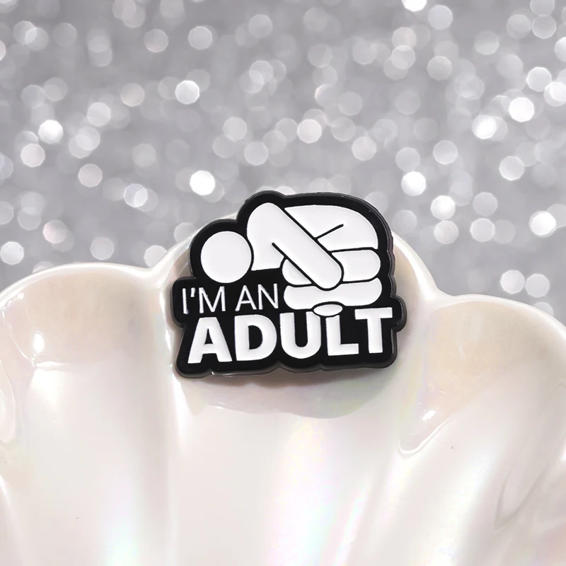 Sono un adulto smalto Pin salute mentale personalizzato creativo salute mentale spilla risvolto zaino distintivo gioielli accessori decorativi