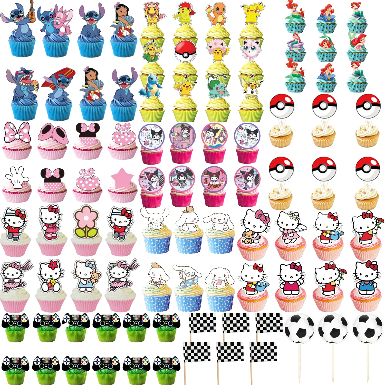 24 Stks/set Hallo Kitty Kinderverjaardagsfeestje Decor Kuromii Cake Topper Decoratie Meisjes Cinnamorol Cadeau Baby Shower Benodigdheden