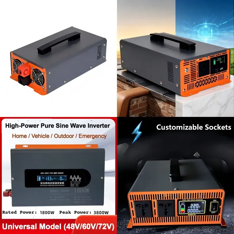 1000W Pure Sine Wave Inverter DC 12V to AC 220V Compact with USB Port for Automotive and Home Use