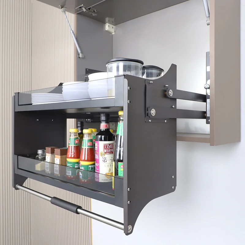 

Modern Style Kitchen Organizer Drawer Baskets Elevator Pull-Out Cabinet Storage Basket Easy Installation In Cabinets