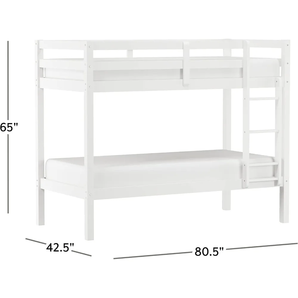 Hillsdale Kids and Teens Caspian Twin Bunk Bed, Twin/Twin, White Bunk Beds for Kids