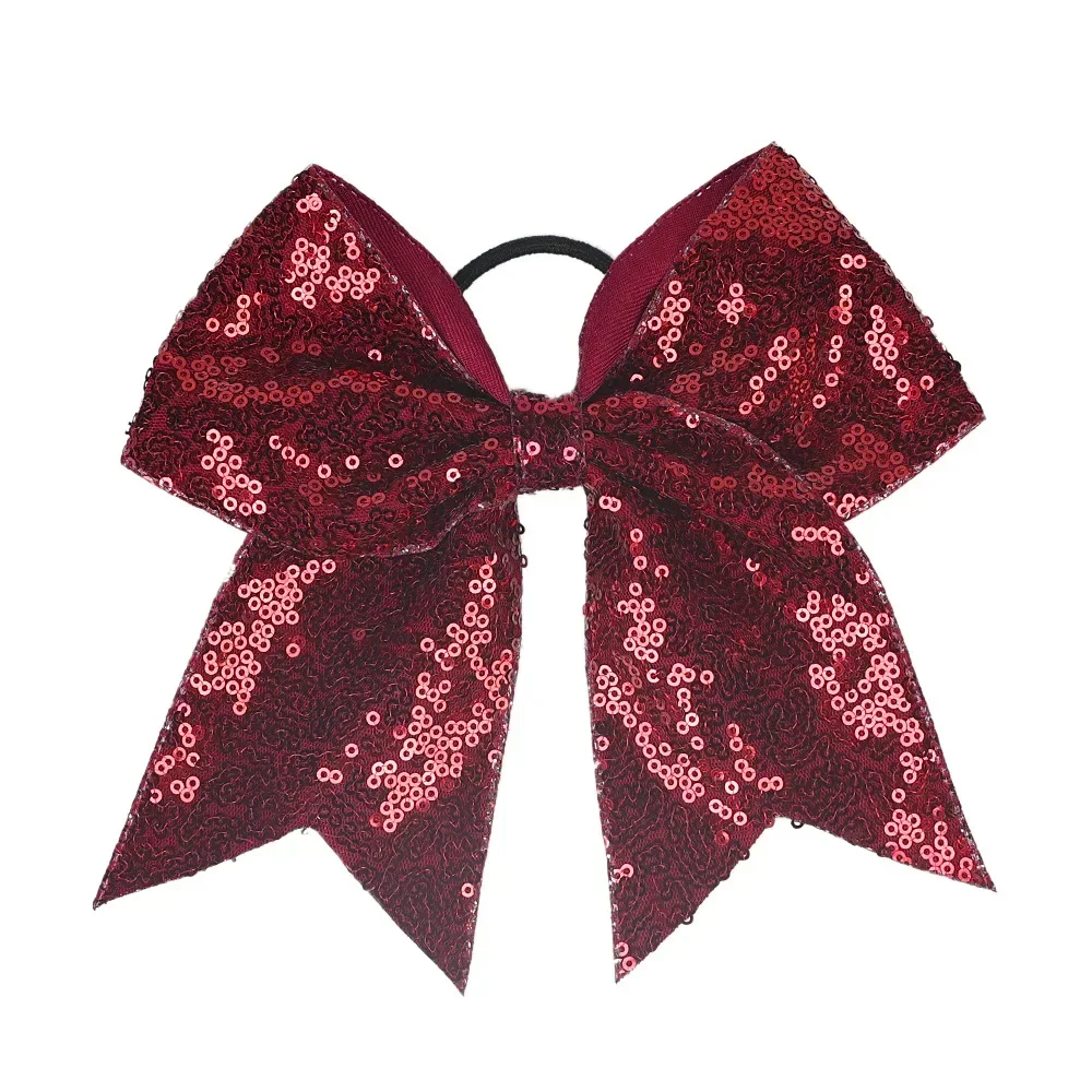 1szt Bling Glitter Sequins Pigtail Bows for Kids Large Sparkly Cheerleading Bowknot Ponytail Holder Girls Elastyczne opaski do włosów — zdjęcie 6