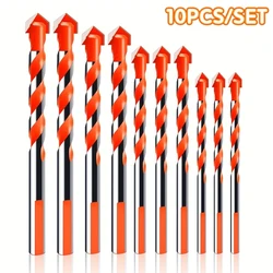 Brocas de piezas para perforación de Metal duro, acero, azulejo, hormigón, vidrio, ladrillo, madera, juego de brocas centrales de 6-12mm, 10 unidades