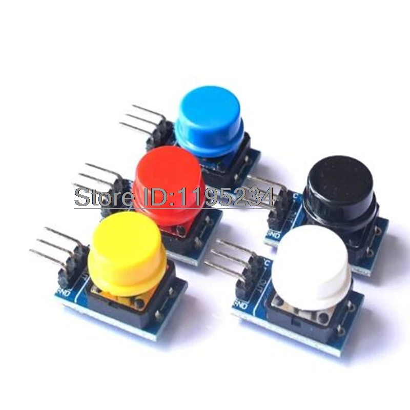 5PCS 12X12MM Big Key Module Button Module Light Touch Switch Module with Hat High Level Output for Arduino or Raspberry Pin 3