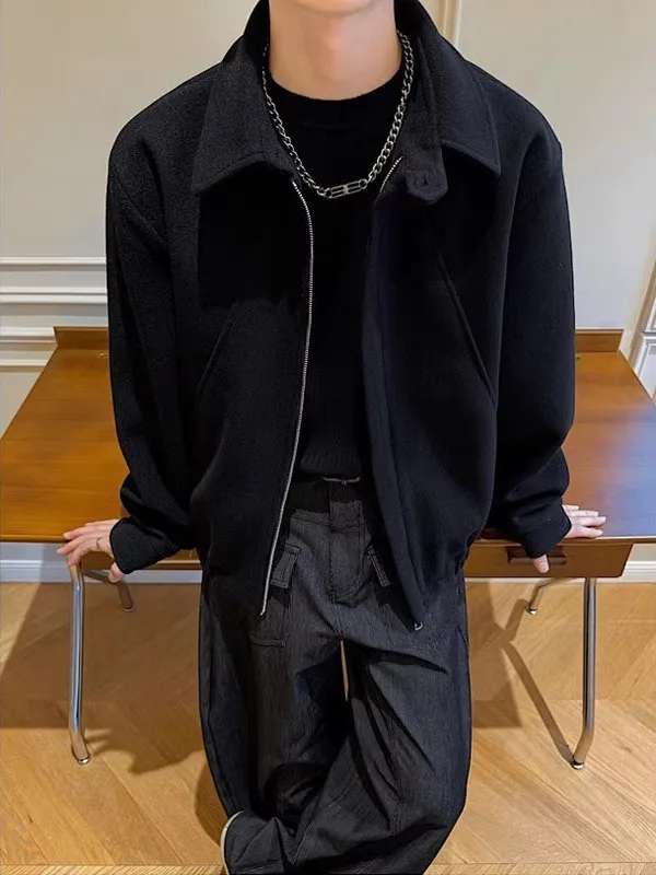 

Мужская шерстяная куртка TANGZ Studio свободного кроя в американском стиле из полиэстера для осени и зимы, молодежная модная верхняя одежда