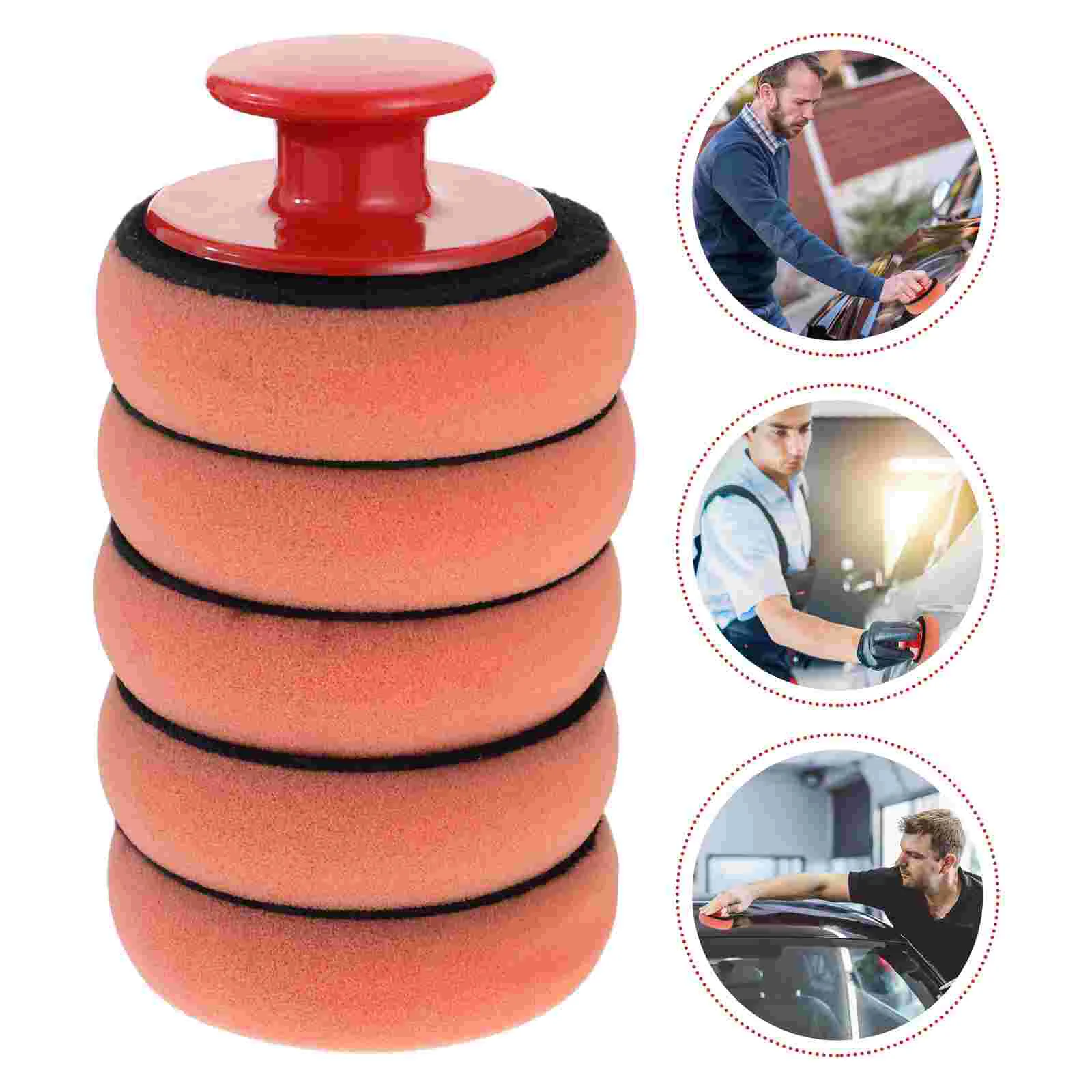 5 Pcs Polishing Tool Car Wax Applicator Microfiber Waxing Pads Buffing Sponge Mat Polisher and Glazing Abs with Handle Cleaning