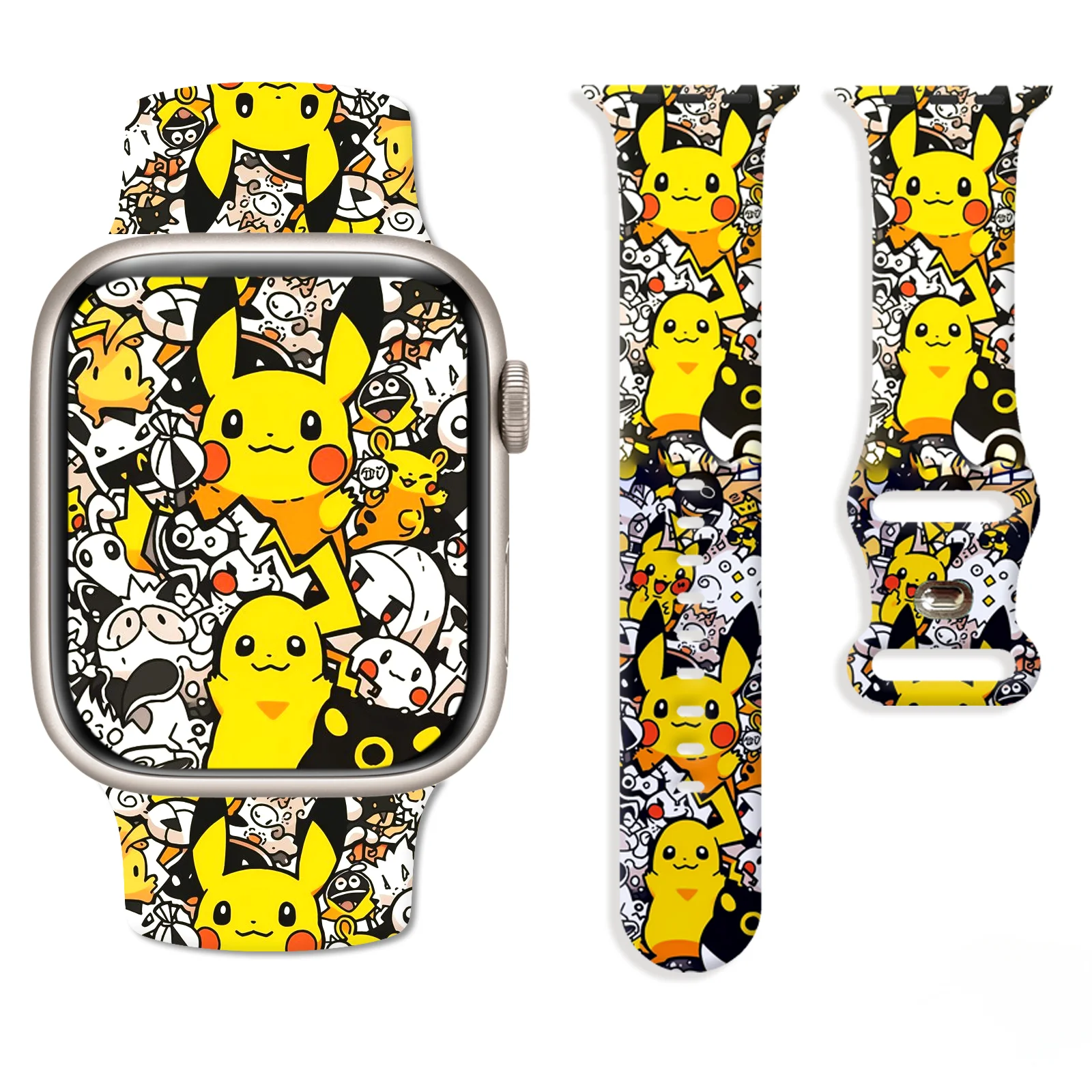 MINISO Pokemon Series 2 Printed Strap for Apple Watch 10 9 8 7 Silicone Band Replaceable Bracelet for iWatch 46mm 44mm 42mm 40mm