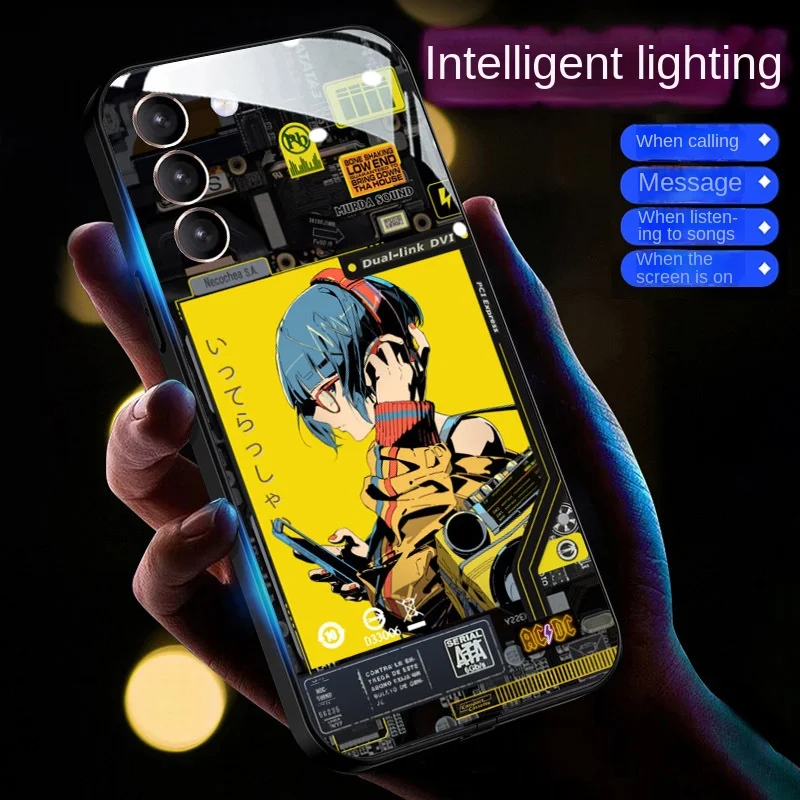 

Call Flash Up Led Phone Cases For Huawei Mate 60 50 Pro Plus P40 P30 Nova 7 8 9 10 11 Honor 90 80 70 Luminous Glass Cover Funda