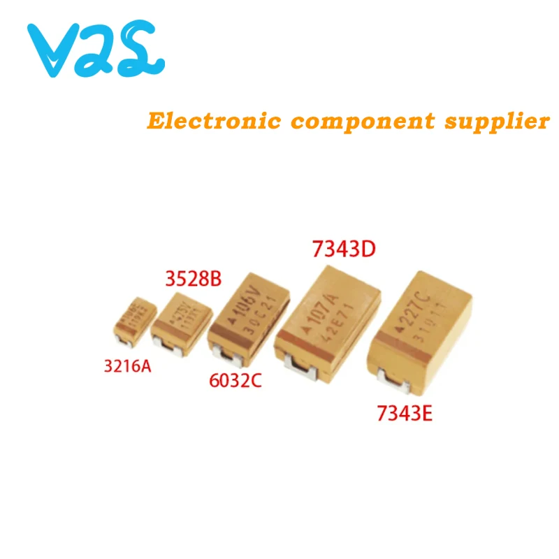 20PCS 3216A 3528B 6032C 7343D Tantalum capacitor 100UF 150UF 220UF 330UF 470UF 6.3V 10V 16V 25V 35V 50V 4.7/6.8/10/15/22/33/47UF