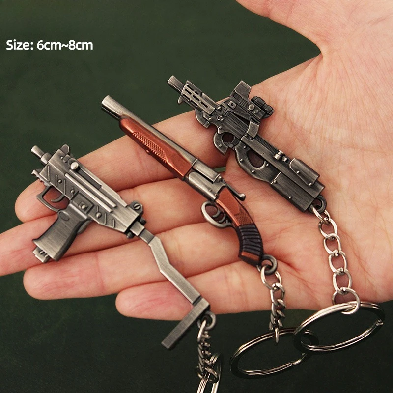 Colgante de periféricos de juego P90 S686 DP-28 Mini llavero de la serie de armas de juguete, modelos de armas de Metal, baratija, regalos pequeños exquisitos para niños
