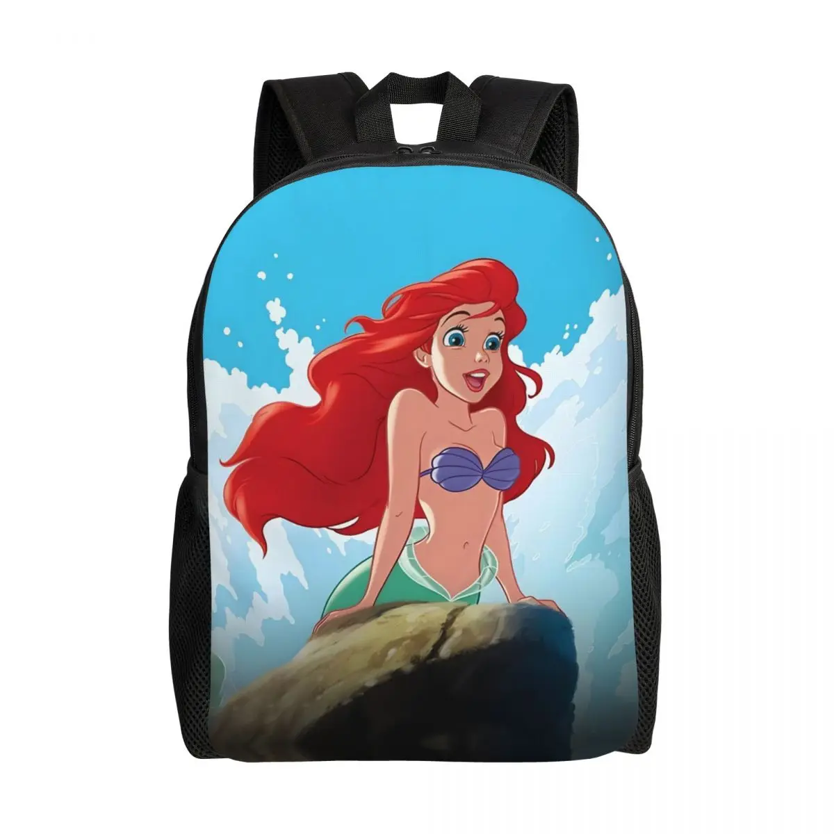

Custom 3D Print Ariel Little Mermaid Backpack Sea Wave School College Travel Bags Men Women Bookbag Fits 15 Inch Laptop