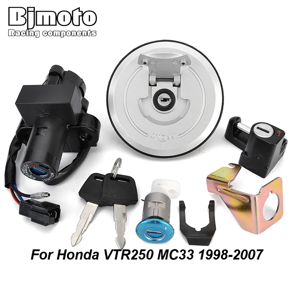 

Motorcycle Fuel Gas Cap Ignition Switch Seat Lock with Key Kit For Honda VTR250 VTR 250 MC33 1998-2007