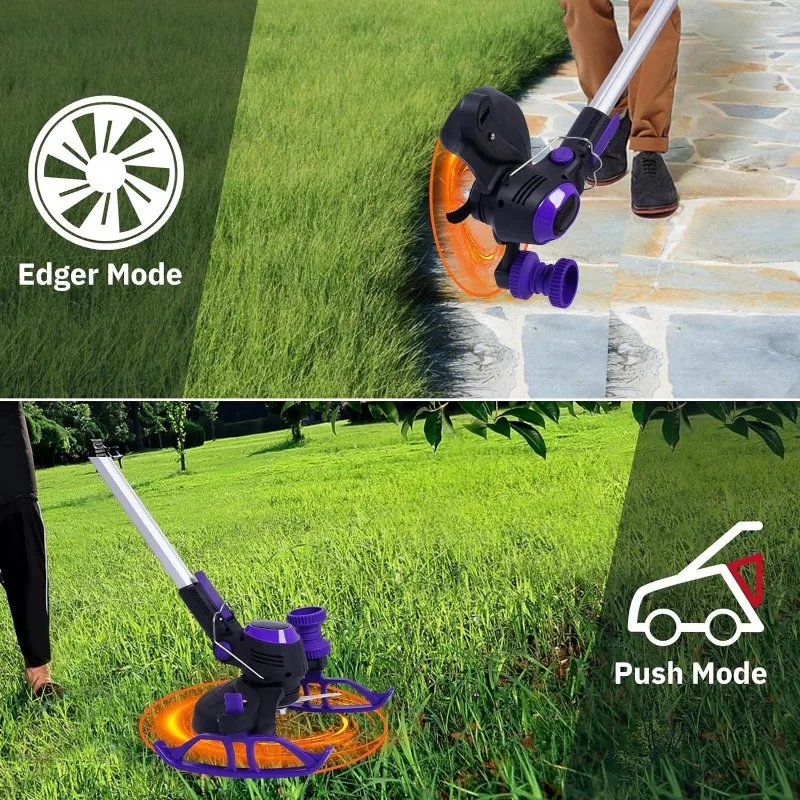 PATIOX-Recarregável sem fio elétrico Grass Trimmer, Weed Wacker, 3 em 1, 2, 4.0 Ah Bateria, alimentado 20V