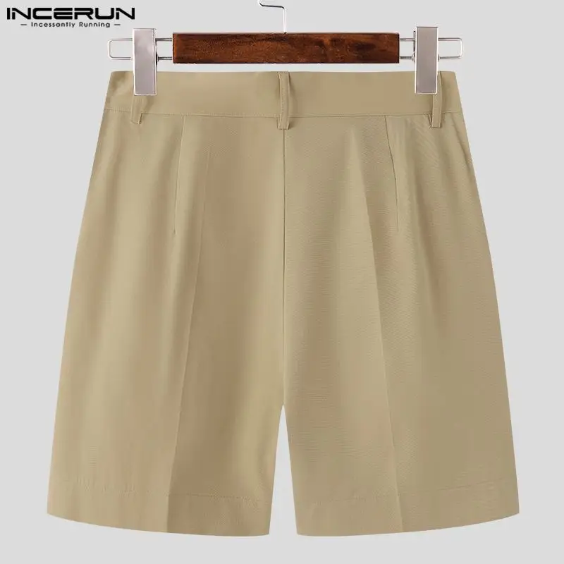 INCERUN Men Casual Shorts Button Solid Color Summer Joggers Men Bottoms Streetwear 2023 Korean Fashion Leisure Male Shorts S-5XL