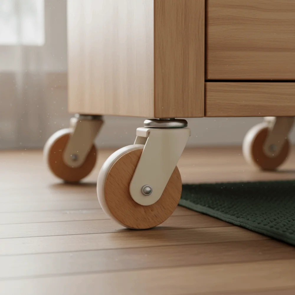 Solid Wood Decoration Screw Caster Wheels Lightweight Total Capacity 200lbs PU Wheels Heavy-Duty Swivel Casters