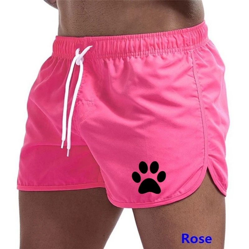 Summer Men\'s Board Shorts Dog Paw Print Sports Leisure Fitness Breathable Training Drawstring Loose fitting Men\'s Beach Pants s-