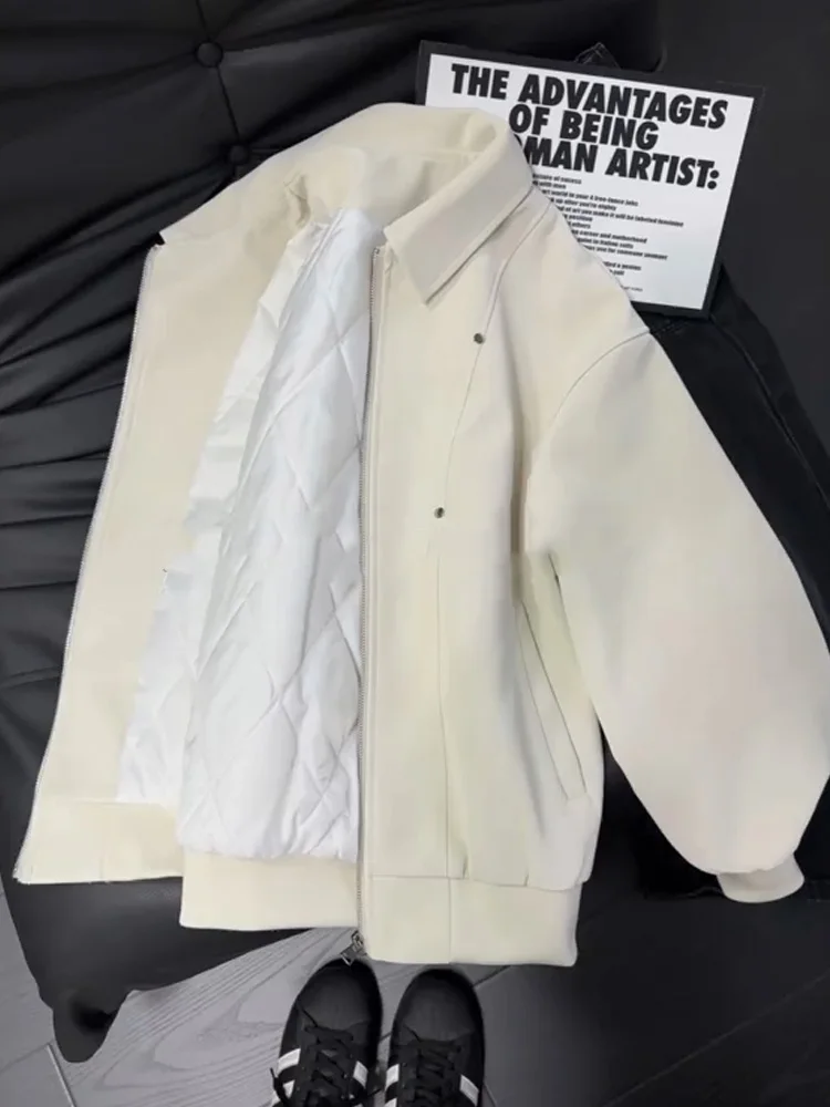 

Cleanfit Men's ort Casual Cotton Jaet with Rivet Collar Winter Warm Thiened Leather Sle Zipper Closure Side kets