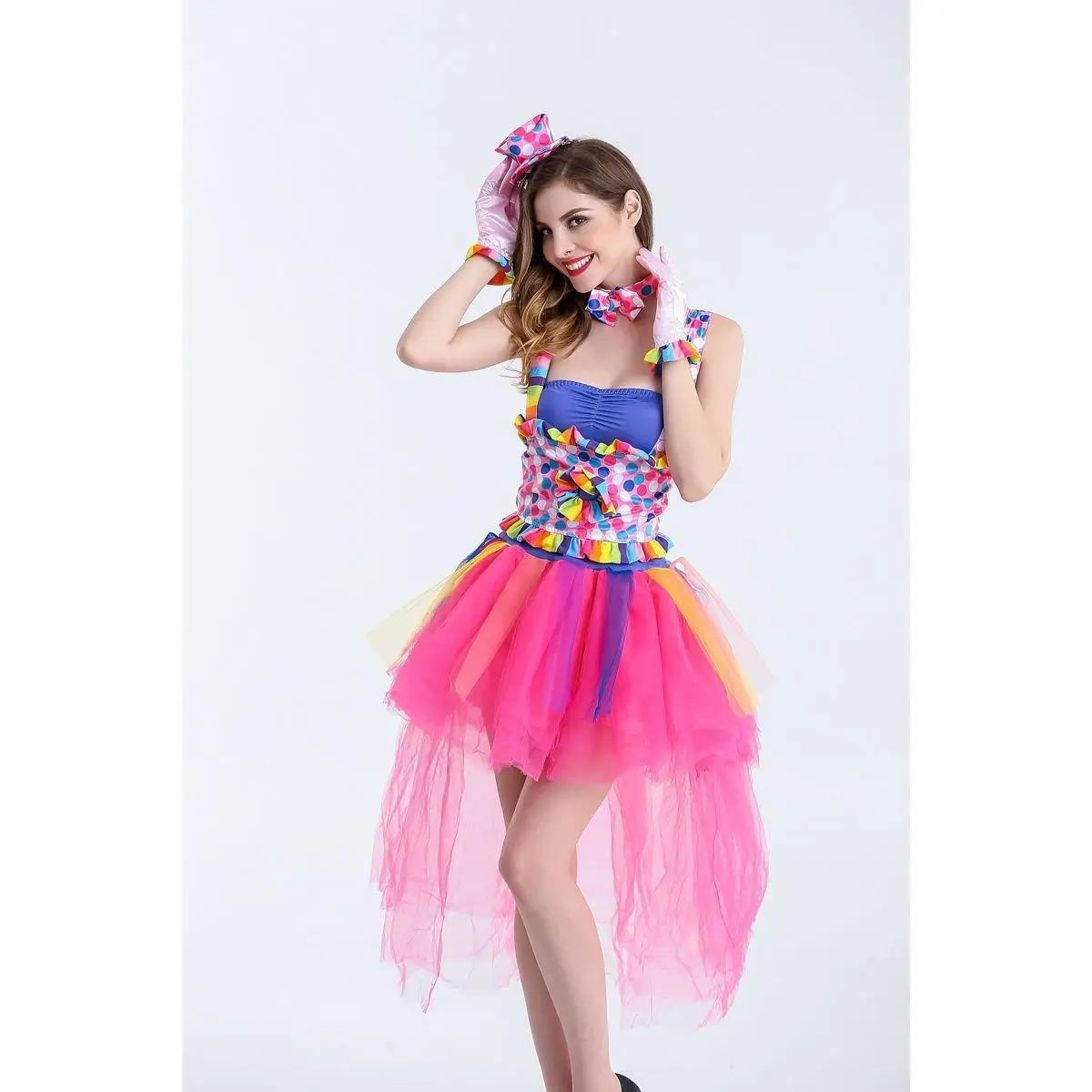 Costume de Clown couleur bonbon, Costume de spectacle, chanteur de discothèque, tenue d'halloween, Costume d'acteur de danse d'ouverture
