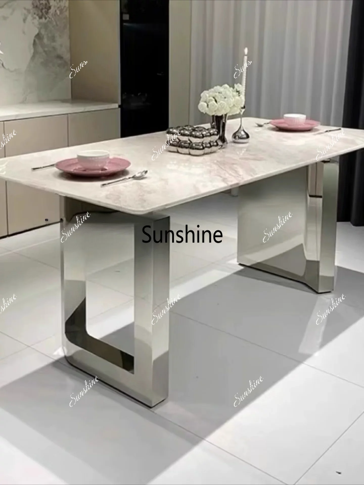Wabi Sand Wind Premium Light Luxury Long Dining Table Home Modern Living Room Dining Table