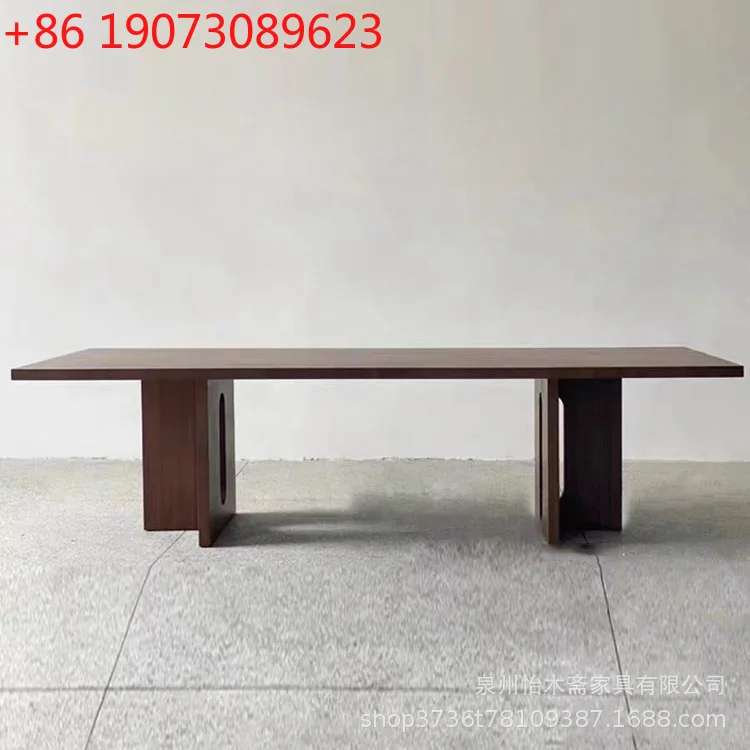 

American vintage solid wood rectangular home dining table wabi-sabi style desk casual office solid wood workbench table