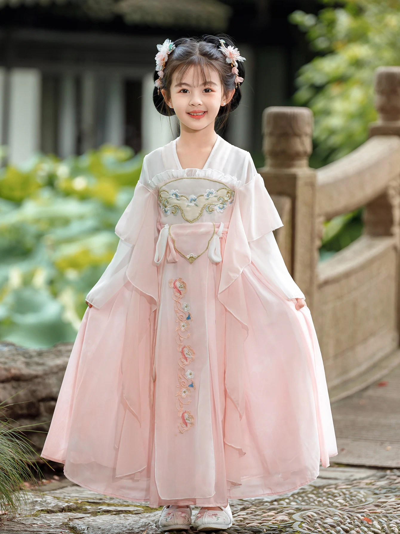 Hot Sale Elegant Long Sleeve Girls Ancient Chinese Traditional Hanfu Dress Stage Performance Tang Suit