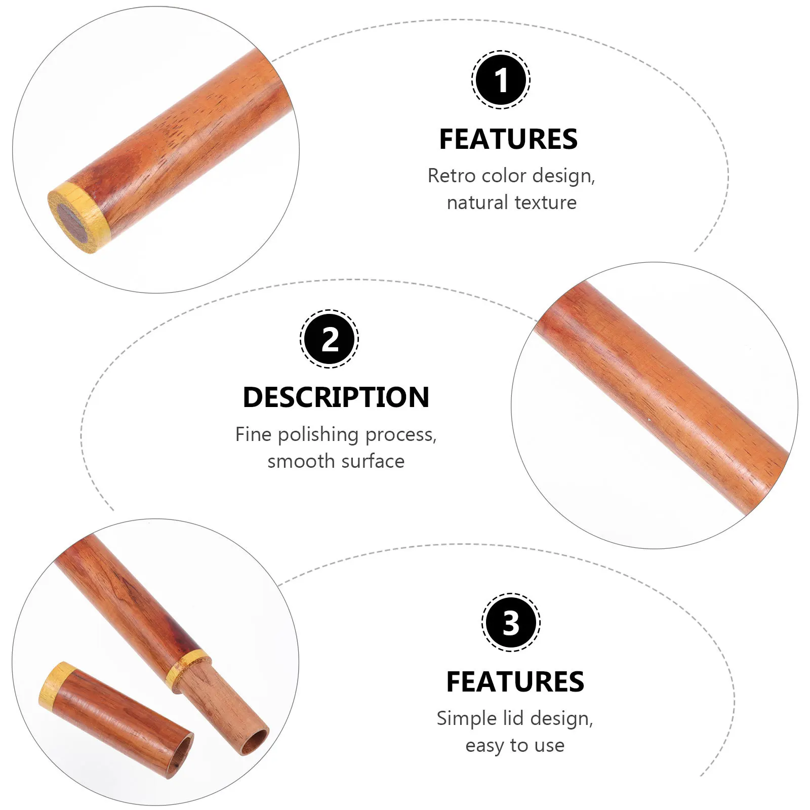 

1pc Rosewood Incense Tube Smooth Natural Wood Compact Design Home Decor Art Craft Polished Surface Wooden Incense