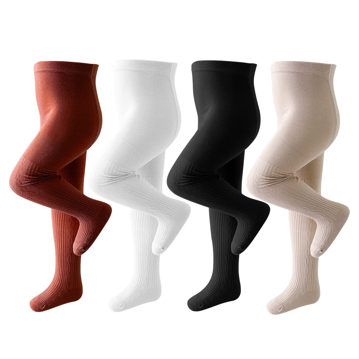 4 Pairs Toddler Kids' Leggings, Simple Solid-Color Tights for Children, Suitable for All Seasons, Casual Style, Ideal for Baby G